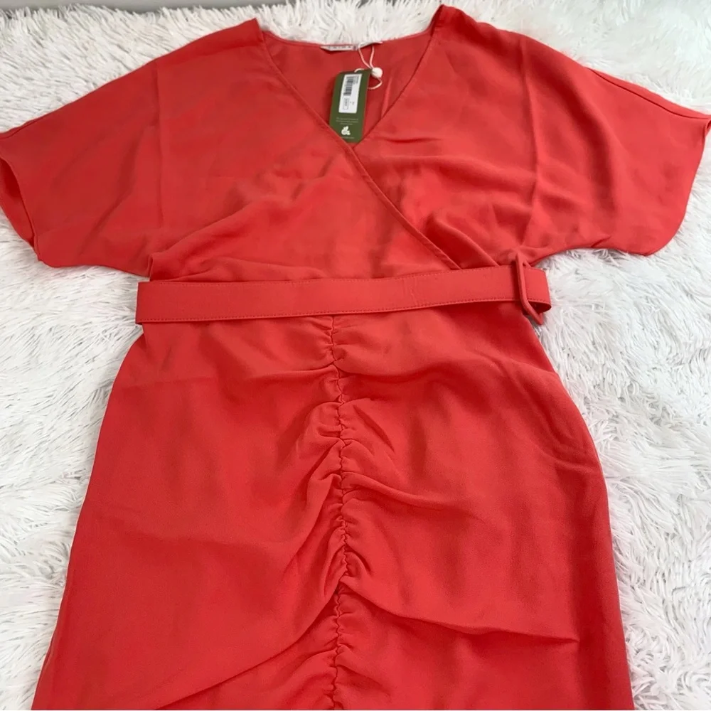 Trina Turk‎ Zest Short Sleeve V Neck Belted Faux Wrap Dress